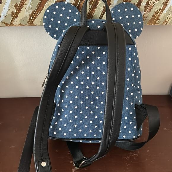 Disney LoungeFly | Minnie Mouse Demin Polka Dot NWOT - Picture 6 of 9